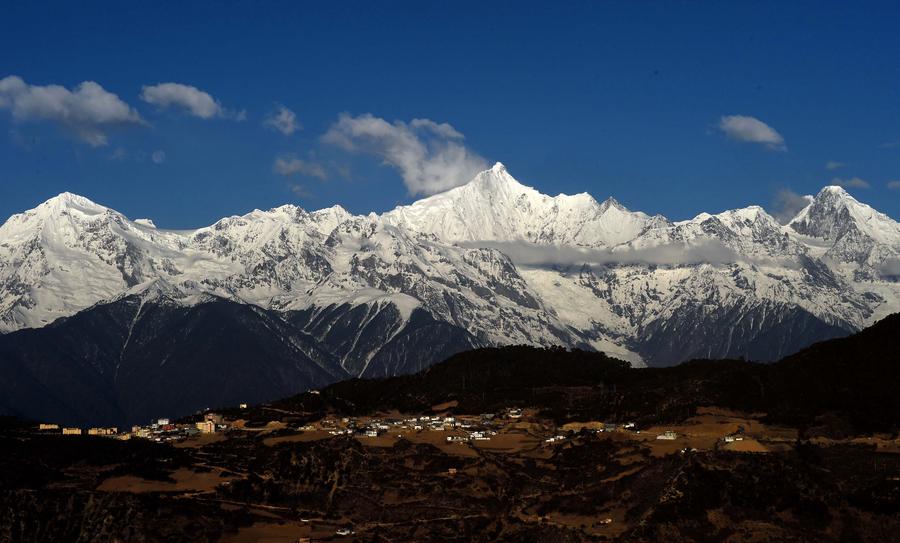 Magnificent Diqing snow-capped mountain in early spring