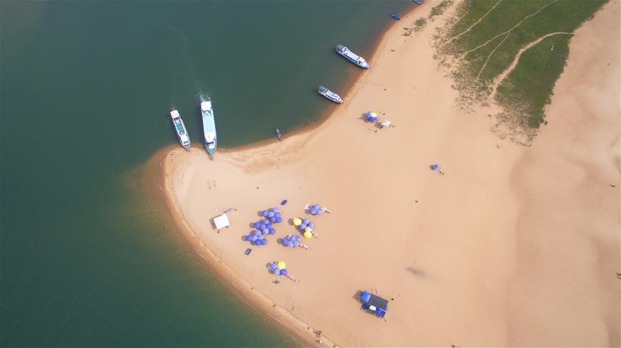 Aerial view of Jade Belt Beach in Boao, Hainan