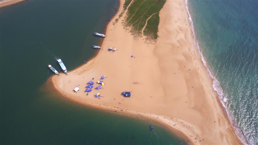 Aerial view of Jade Belt Beach in Boao, Hainan