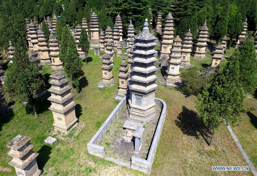 Aerial view of Shaolin Temple in Dengfeng in Central China