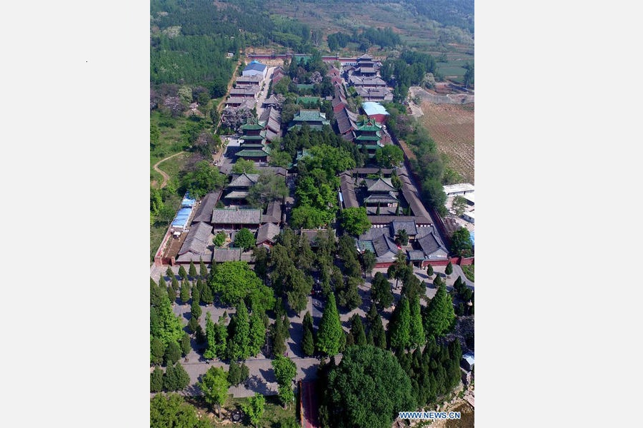 Aerial view of Shaolin Temple in Dengfeng in Central China