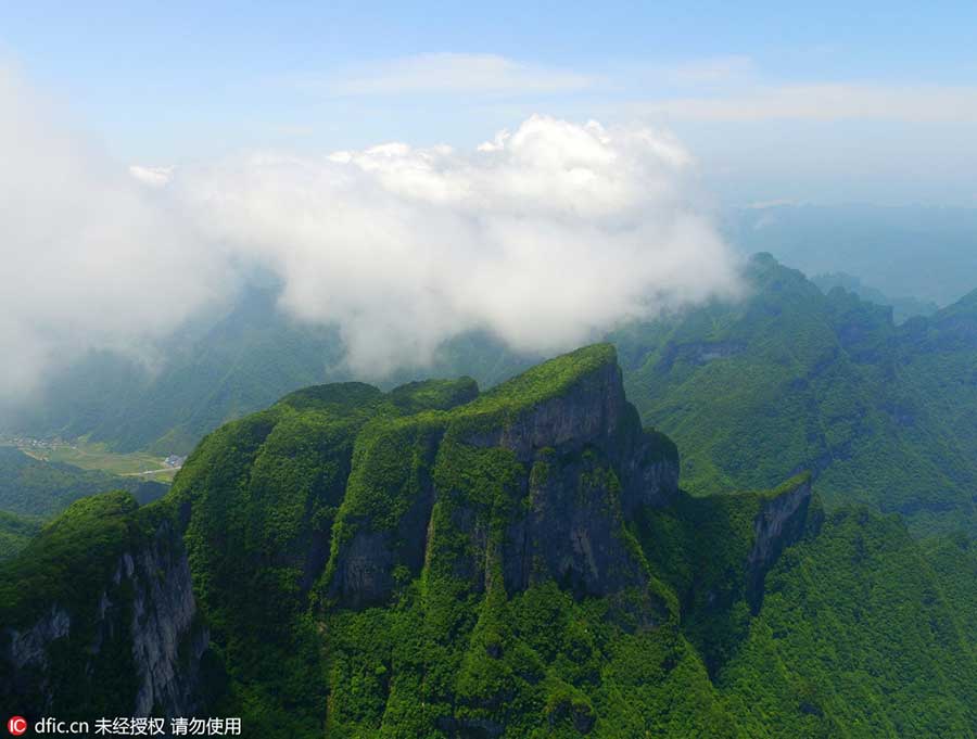 Aerial view of Tianmen Mountain in Hunan