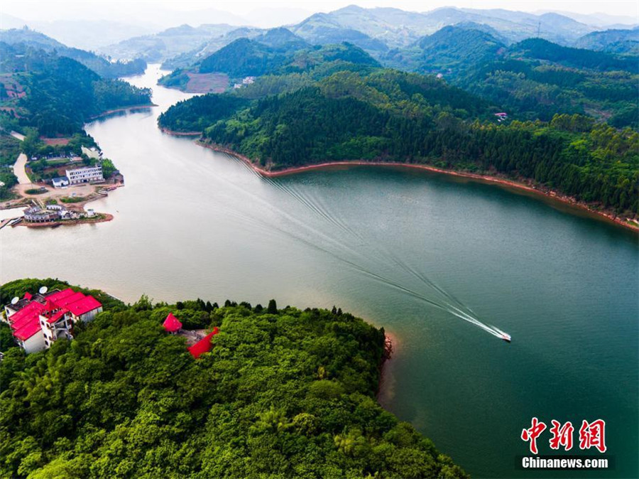 Beautiful lake Longquan in Chengdu