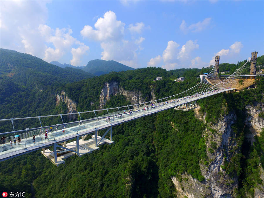 World's longest, highest glass bridge opens in Hunan