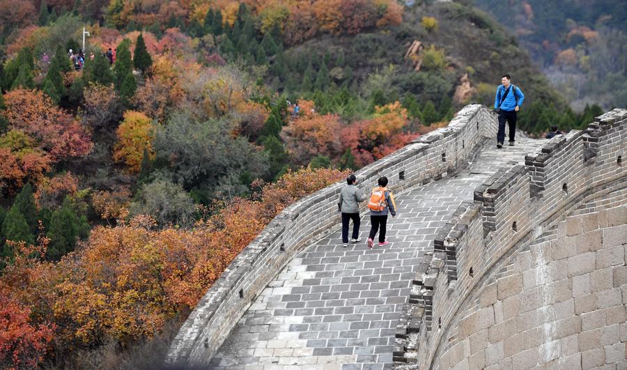 Tourists visit Badaling National Forest Park in Beijing