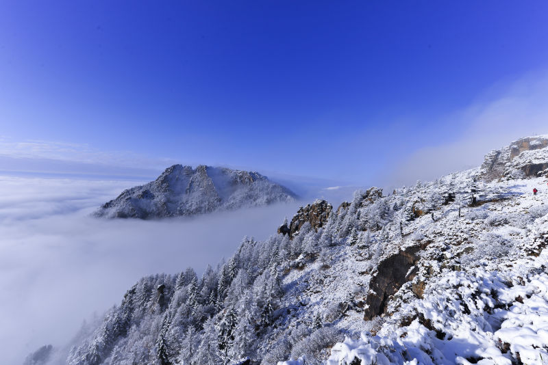 Serene scenery on snowy Luya Mountain
