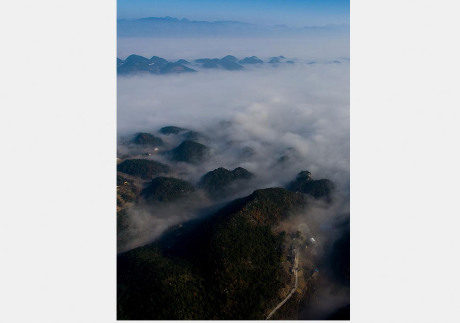 Sea of clouds scenery in Southwest China's Chongqing