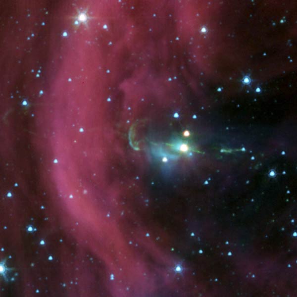 Spitzer discovers time-delayed jets around young star