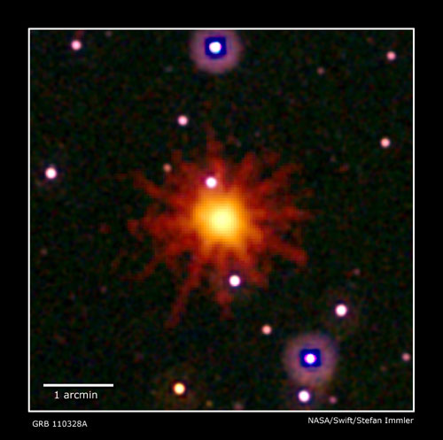 Space telescopes observe unusual cosmic blast