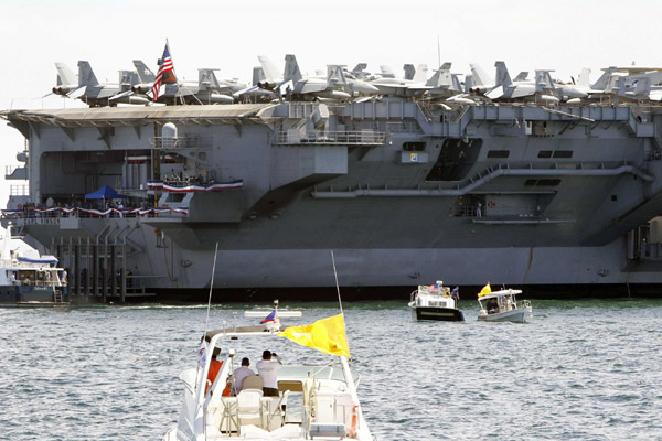 America shows off warship that buried bin Laden