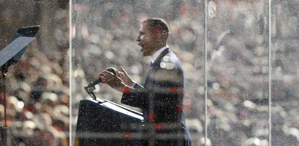 Obamas' Enclosure for Republic Day: Bullet Proof but not Weather Proof