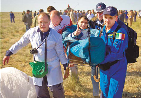 International space crew lands safely in Kazakhstan
