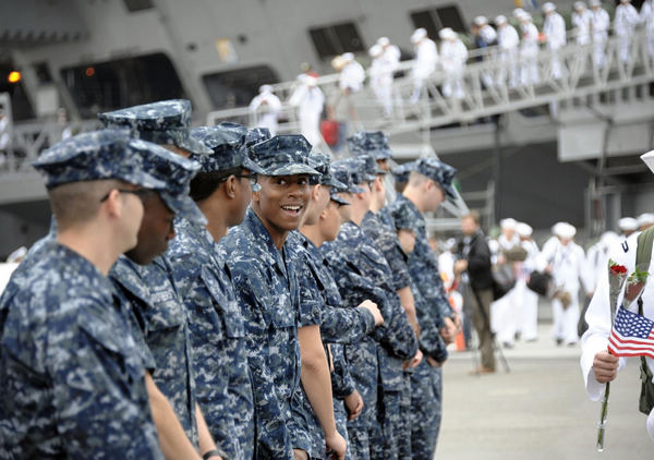 Navy ship that buried bin Laden returns to US port