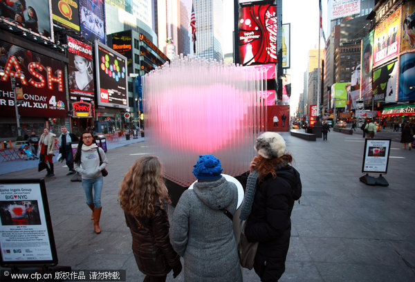 Heart beats for Valentine's Day at Times Square