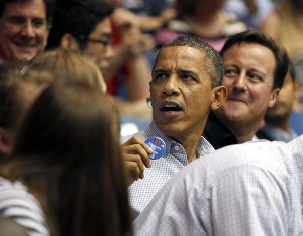 Obama, Cameron watch basketball tournament