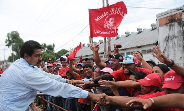 Venezuela's Maduro greets supporters in Amazonas