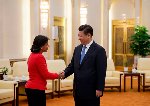 Xi welcomes Rice in Beijing