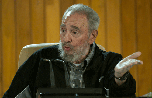 Former Cuban leader Fidel Castro in a meeting
