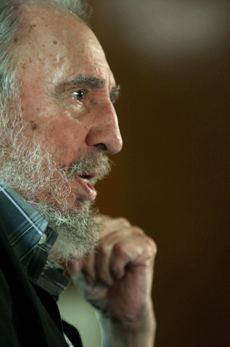 Former Cuban leader Fidel Castro in a meeting