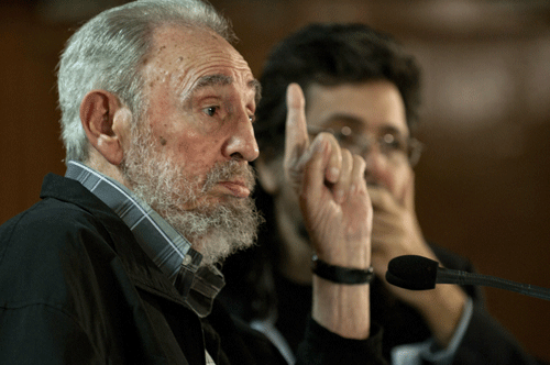 Former Cuban leader Fidel Castro in a meeting