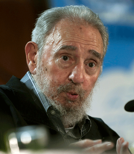 Former Cuban leader Fidel Castro in a meeting