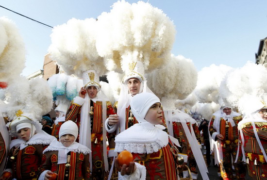 Medieval aura brims at Belgium's Binche carnival