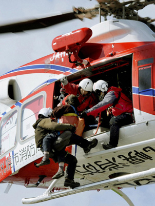 Rescue conducted after the quake in Japan