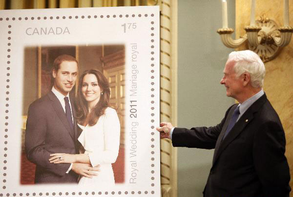 Canada unveils stamps of Prince William's wedding