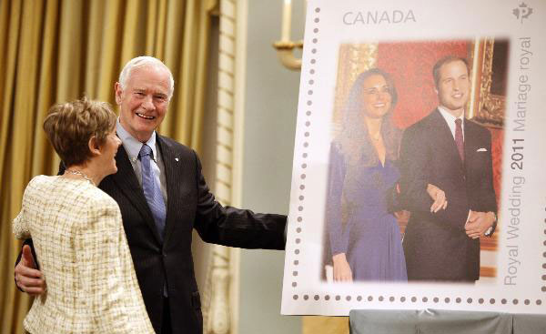 Canada unveils stamps of Prince William's wedding