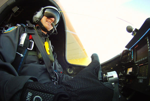 Solar-powered airplane test flight