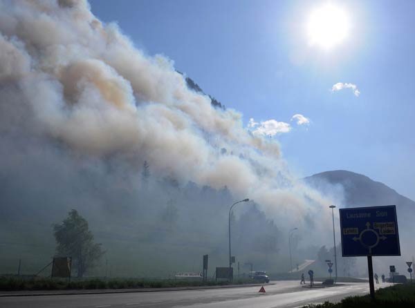 Switzerland village sees forest fire