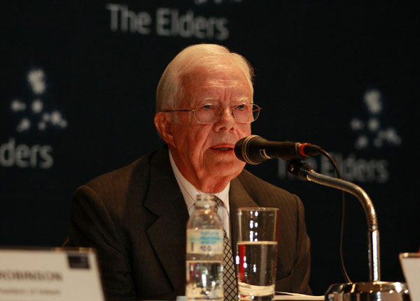 Former US President Jimmy Carter speaks at a press conference in Seoul, on April 28, 2011. DPRK willing to talk with ROK, Six-Party members