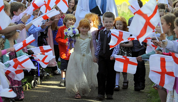 British pupils hold mock wedding ceremony