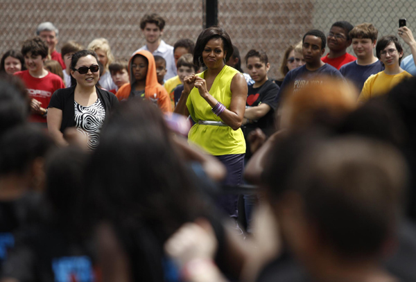 Michelle Obama dances for fitness event