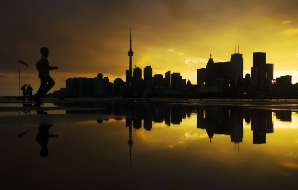 Toronto skyline after rain storm