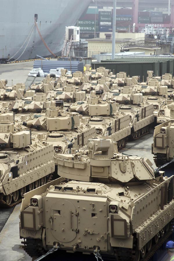 US sends 50 new armored vehicles to South Korea