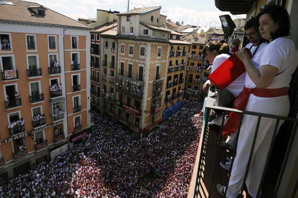 Revellers celebrate San Fermin Festival in Spain