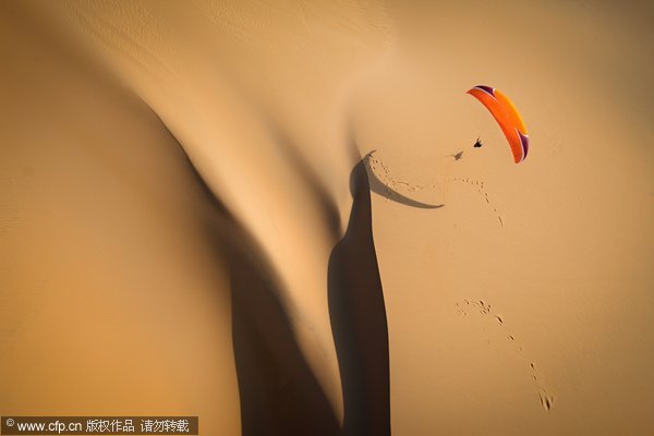 Flying over dunes in Mozambique