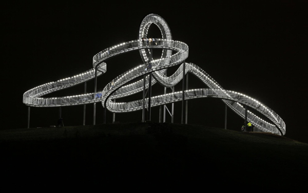 Walk on magical curved steel sculpture