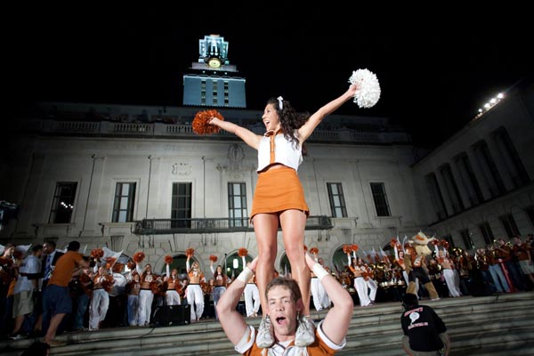 Football season pep rally in University of Texas