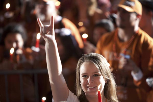 Football season pep rally in University of Texas