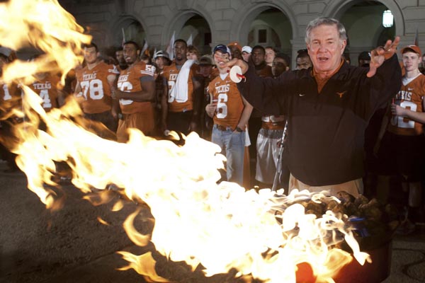 Football season pep rally in University of Texas