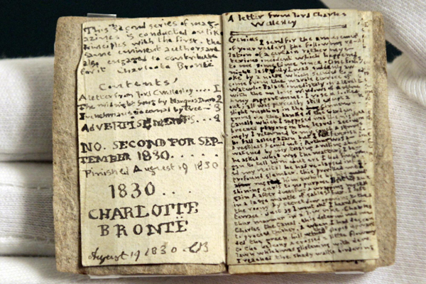 Miniature manuscript by Charlotte Bronte on display