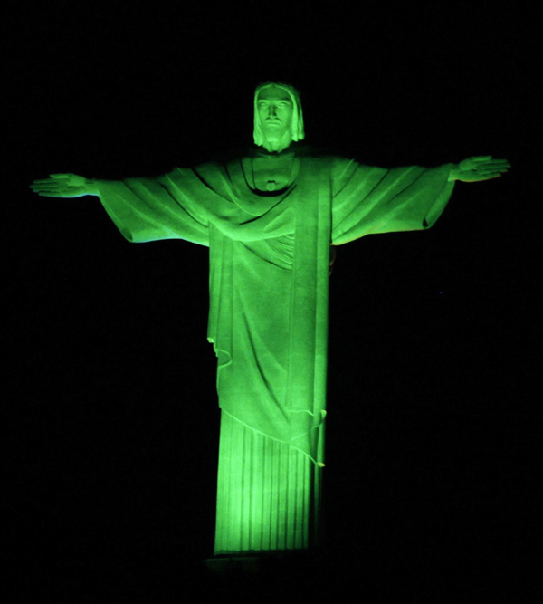 Christ the Redeemer statue lit up