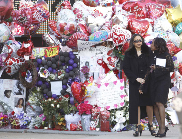 People mourn at Whitney Houston's funeral service