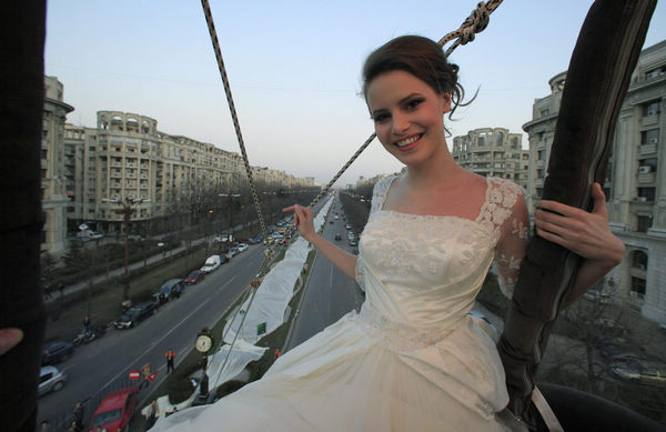 Wedding dress with world's longest tail