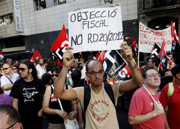 Thousands demonstrate in Spain against pay cuts, tax hikes