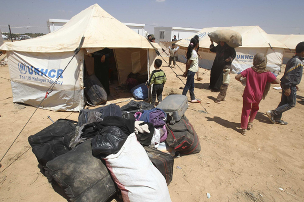Syrian refugees at Al Zaatri camp in Jordan
