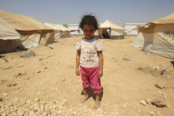 Syrian refugees at Al Zaatri camp in Jordan
