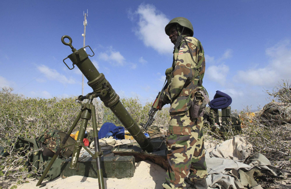 Peacekeepers patrol in Somalia